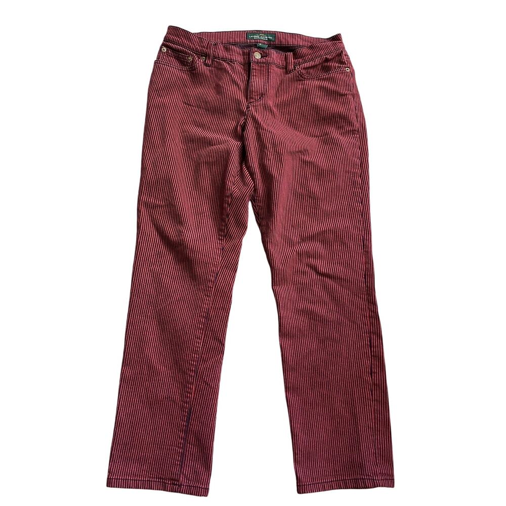 Lauren Ralph Lauren red and black striped jeans size 10